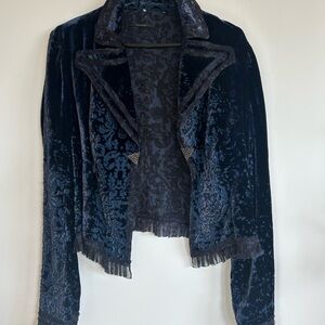 Elie Tahari Women’s Blue and Black Velvet Jacket